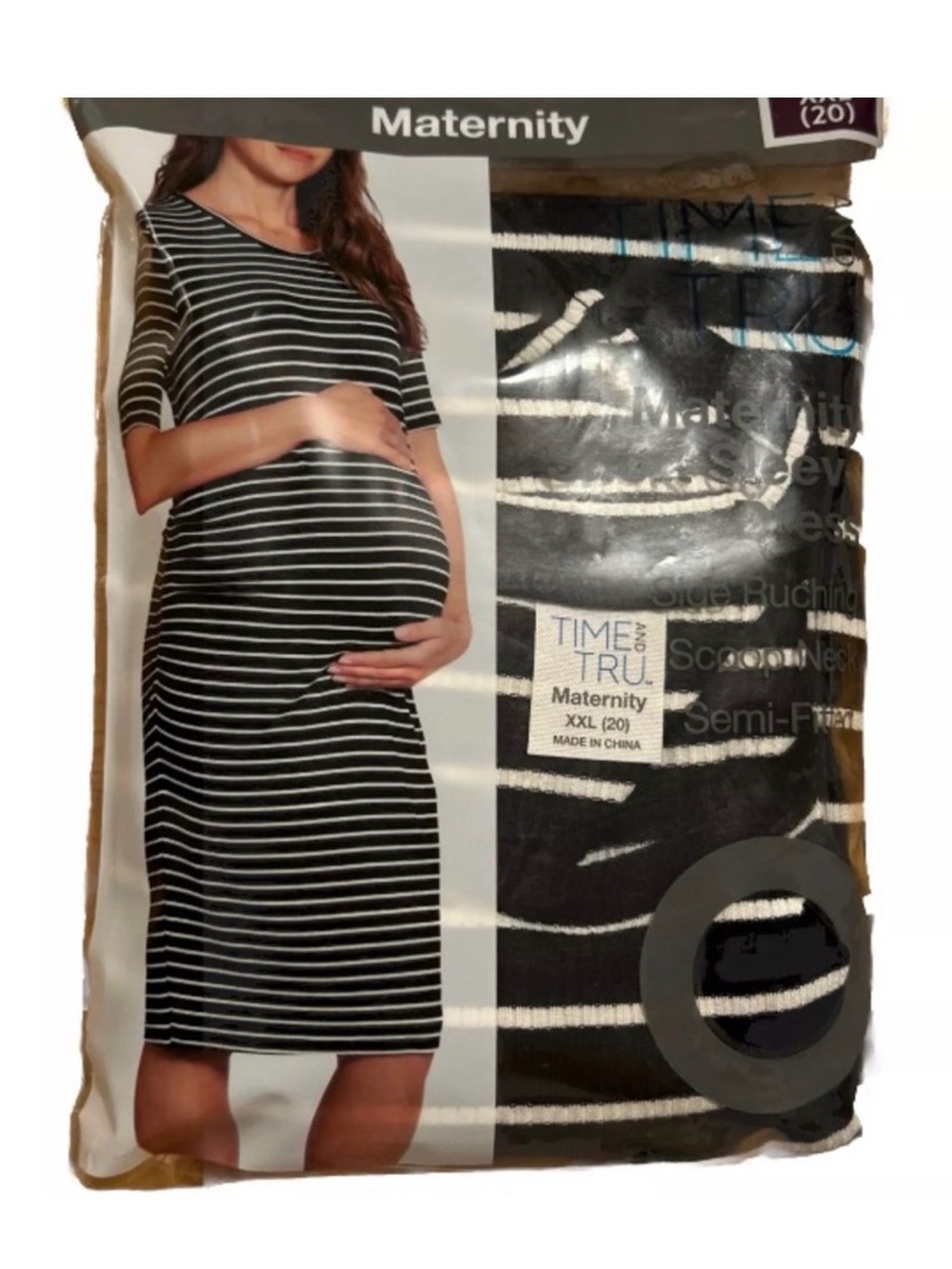 💜 Time and Tru Women's Maternity Ruched Dress Size:XXL(20)